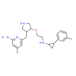 ChemSpider 2D Image | 4-Methyl-6-{[(3R,4R)-4-(2-{[(1R,2S)-2-(3-methylphenyl)cyclopropyl]amino}ethoxy)-3-pyrrolidinyl]methyl}-2-pyridinamine | C23H32N4O