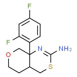 ChemSpider 2D Image | (4aR,8aS)-8a-(2,4-Difluorophenyl)-4,4a,5,6,8,8a-hexahydropyrano[3,4-d][1,3]thiazin-2-amine | C13H14F2N2OS
