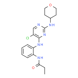 ChemSpider 2D Image | N-[2-[[5-Chloranyl-2-(Oxan-4-Ylamino)pyrimidin-4-Yl]amino]phenyl]propanamide | C18H22ClN5O2