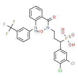 ChemSpider 2D Image | {(1S)-1-(3,4-Dichlorophenyl)-3-[hydroxy(2-{[3-(trifluoromethyl)phenyl]amino}benzoyl)amino]propyl}phosphonic acid | C23H20Cl2F3N2O5P