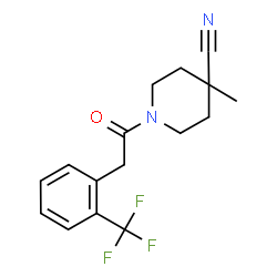 ChemSpider 2D Image | 4-Methyl-1-{[2-(trifluoromethyl)phenyl]acetyl}-4-piperidinecarbonitrile | C16H17F3N2O