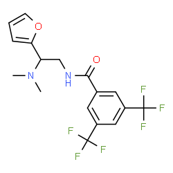 ChemSpider 2D Image | N-[2-(Dimethylamino)-2-(2-furyl)ethyl]-3,5-bis(trifluoromethyl)benzamide | C17H16F6N2O2