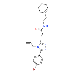 ChemSpider 2D Image | 2-{[4-Allyl-5-(4-bromophenyl)-4H-1,2,4-triazol-3-yl]sulfanyl}-N-[2-(1-cyclohexen-1-yl)ethyl]acetamide | C21H25BrN4OS