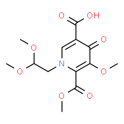ChemSpider 2D Image | 1-(2,2-Dimethoxyethyl)-5-methoxy-6-(methoxycarbonyl)-4-oxo-1,4-dihydro-3-pyridinecarboxylic acid | C13H17NO8