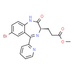 ChemSpider 2D Image | methyl 3-[(3S)-7-bromo-2-oxo-5-pyridin-2-yl-1,3-dihydro-1,4-benzodiazepin-3-yl]propanoate | C18H16BrN3O3