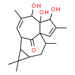 ChemSpider 2D Image | 4,5,6-Trihydroxy-3,7,11,11,14-pentamethyltetracyclo[7.5.1.0~1,5~.0~10,12~]pentadeca-2,7-dien-15-one | C20H28O4