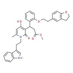 ChemSpider 2D Image | Methyl 3-{2-[2-(2,3-dihydro-1-benzofuran-5-yl)ethoxy]phenyl}-3-{4-hydroxy-1-[2-(1H-indol-3-yl)ethyl]-6-methyl-2-oxo-1,2-dihydro-3-pyridinyl}propanoate | C36H36N2O6