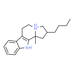 ChemSpider 2D Image | 2-Butyl-11b-methyl-2,3,5,6,11,11b-hexahydro-1H-indolizino[8,7-b]indol-4-ium | C19H27N2