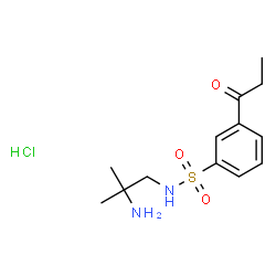 ChemSpider 2D Image | N-(2-Amino-2-methylpropyl)-3-propionylbenzenesulfonamide hydrochloride (1:1) | C13H21ClN2O3S
