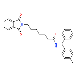 ChemSpider 2D Image | 7-(1,3-Dioxo-1,3-dihydro-2H-isoindol-2-yl)-N-[(4-methylphenyl)(phenyl)methyl]heptanamide | C29H30N2O3