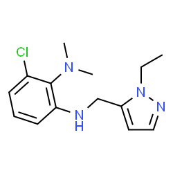 ChemSpider 2D Image | 3-Chloro-N~1~-[(1-ethyl-1H-pyrazol-5-yl)methyl]-N~2~,N~2~-dimethyl-1,2-benzenediamine | C14H19ClN4