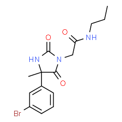 ChemSpider 2D Image | 2-[4-(3-Bromophenyl)-4-methyl-2,5-dioxo-1-imidazolidinyl]-N-propylacetamide | C15H18BrN3O3