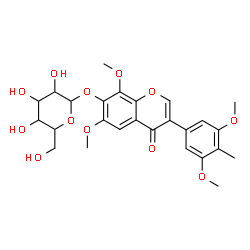 ChemSpider 2D Image | 3-(3,5-Dimethoxy-4-methylphenyl)-6,8-dimethoxy-4-oxo-4H-chromen-7-yl hexopyranoside | C26H30O12