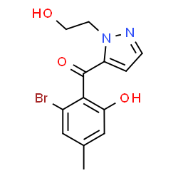 ChemSpider 2D Image | (2-Bromo-6-hydroxy-4-methylphenyl)[1-(2-hydroxyethyl)-1H-pyrazol-5-yl]methanone | C13H13BrN2O3