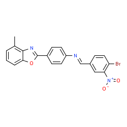 ChemSpider 2D Image | N-[(E)-(4-Bromo-3-nitrophenyl)methylene]-4-(4-methyl-1,3-benzoxazol-2-yl)aniline | C21H14BrN3O3