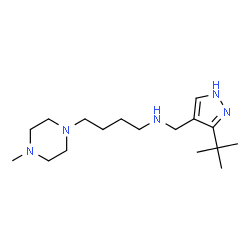 ChemSpider 2D Image | 4-(4-Methyl-1-piperazinyl)-N-{[3-(2-methyl-2-propanyl)-1H-pyrazol-4-yl]methyl}-1-butanamine | C17H33N5