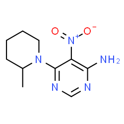 ChemSpider 2D Image | 6-(2-Methyl-1-piperidinyl)-5-nitro-4-pyrimidinamine | C10H15N5O2