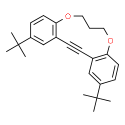 ChemSpider 2D Image | 2,12-Bis(2-methyl-2-propanyl)-14,15-didehydro-7,8-dihydro-6H-dibenzo[f,j][1,5]dioxacycloundecine | C25H30O2