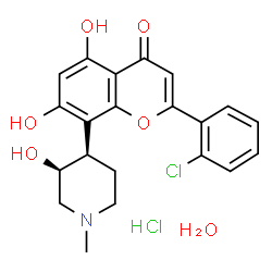 ChemSpider 2D Image | 2-(2-Chlorophenyl)-5,7-dihydroxy-8-[(3S,4R)-3-hydroxy-1-methyl-4-piperidinyl]-4H-chromen-4-one hydrochloride hydrate | C21H23Cl2NO6