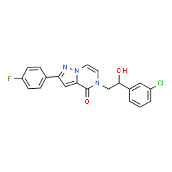 ChemSpider 2D Image | 5-[2-(3-Chlorophenyl)-2-hydroxyethyl]-2-(4-fluorophenyl)pyrazolo[1,5-a]pyrazin-4(5H)-one | C20H15ClFN3O2