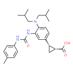 ChemSpider 2D Image | (1R,2S)-2-[4-(Diisobutylamino)-3-{[(4-methylphenyl)carbamoyl]amino}phenyl]cyclopropanecarboxylic acid | C26H35N3O3