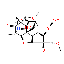 ChemSpider 2D Image | (1alpha,3alpha,6alpha,14alpha,15alpha,16beta)-20-Ethyl-1,6,16-trimethoxy-4-(methoxymethyl)aconitane-3,8,13,14,15-pentol | C25H41NO9
