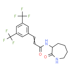 ChemSpider 2D Image | 3-[3,5-Bis(trifluoromethyl)phenyl]-N-(2-oxo-3-azepanyl)acrylamide | C17H16F6N2O2