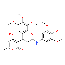 ChemSpider 2D Image | 3-(4-Hydroxy-6-methyl-2-oxo-2H-pyran-3-yl)-N,3-bis(3,4,5-trimethoxyphenyl)propanamide | C27H31NO10