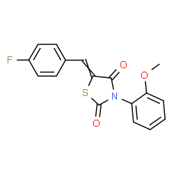 ChemSpider 2D Image | 5-(4-Fluorobenzylidene)-3-(2-methoxyphenyl)-1,3-thiazolidine-2,4-dione | C17H12FNO3S