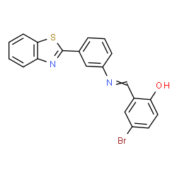 ChemSpider 2D Image | 2-({[3-(1,3-Benzothiazol-2-yl)phenyl]imino}methyl)-4-bromophenol | C20H13BrN2OS