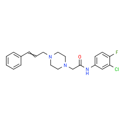 ChemSpider 2D Image | N-(3-Chloro-4-fluorophenyl)-2-(4-cinnamyl-1-piperazinyl)acetamide | C21H23ClFN3O