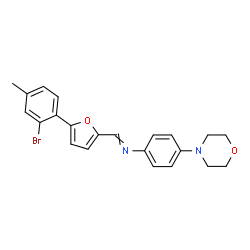 ChemSpider 2D Image | 1-[5-(2-Bromo-4-methylphenyl)-2-furyl]-N-[4-(4-morpholinyl)phenyl]methanimine | C22H21BrN2O2