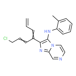 ChemSpider 2D Image | 2-(7-Chloro-1,3,5-heptatrien-4-yl)-N-(2-methylphenyl)imidazo[1,2-a]pyrazin-3-amine | C20H19ClN4