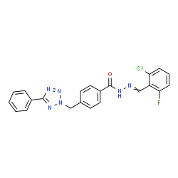 ChemSpider 2D Image | N'-(2-Chloro-6-fluorobenzylidene)-4-[(5-phenyl-2H-tetrazol-2-yl)methyl]benzohydrazide | C22H16ClFN6O