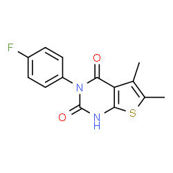 ChemSpider 2D Image | 3-(4-Fluorophenyl)-5,6-dimethylthieno[2,3-d]pyrimidine-2,4(1H,3H)-dione | C14H11FN2O2S