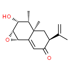 ChemSpider 2D Image | (1aR,2R,3R,3aR,5S,7bS)-2-Hydroxy-5-isopropenyl-3,3a-dimethyl-1a,3,3a,4,5,7b-hexahydronaphtho[1,2-b]oxiren-6(2H)-one | C15H20O3