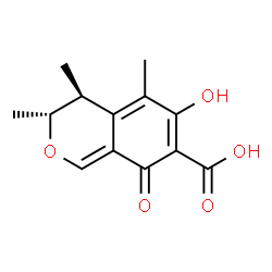ChemSpider 2D Image | (3R,4S)-6-Hydroxy-3,4,5-trimethyl-8-oxo-4,8-dihydro-3H-isochromene-7-carboxylic acid | C13H14O5