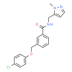 ChemSpider 2D Image | 3-[(4-Chlorophenoxy)methyl]-N-[(1-methyl-1H-pyrazol-5-yl)methyl]benzamide | C19H18ClN3O2