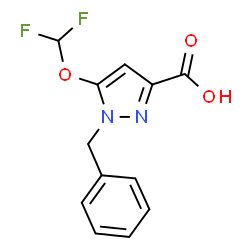 ChemSpider 2D Image | 1-Benzyl-5-(difluoromethoxy)-1H-pyrazole-3-carboxylic acid | C12H10F2N2O3