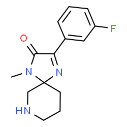 ChemSpider 2D Image | 3-(3-Fluorophenyl)-1-methyl-1,4,7-triazaspiro[4.5]dec-3-en-2-one | C14H16FN3O
