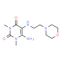 ChemSpider 2D Image | 6-Amino-1,3-dimethyl-5-{[2-(4-morpholinyl)ethyl]amino}-2,4(1H,3H)-pyrimidinedione | C12H21N5O3