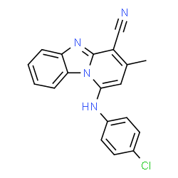 ChemSpider 2D Image | 1-[(4-Chlorophenyl)amino]-3-methylpyrido[1,2-a]benzimidazole-4-carbonitrile | C19H13ClN4