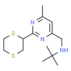 ChemSpider 2D Image | N-{[2-(1,4-Dithian-2-yl)-6-methyl-4-pyrimidinyl]methyl}-2-methyl-2-propanamine | C14H23N3S2