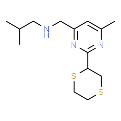 ChemSpider 2D Image | N-{[2-(1,4-Dithian-2-yl)-6-methyl-4-pyrimidinyl]methyl}-2-methyl-1-propanamine | C14H23N3S2