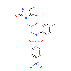 ChemSpider 2D Image | N-[3-(4,4-Dimethyl-2,5-dioxo-1-imidazolidinyl)-2-hydroxypropyl]-N-(4-methylphenyl)-4-nitrobenzenesulfonamide | C21H24N4O7S