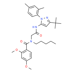 ChemSpider 2D Image | N-(2-{[1-(2,4-Dimethylphenyl)-3-(2-methyl-2-propanyl)-1H-pyrazol-5-yl]amino}-2-oxoethyl)-2,4-dimethoxy-N-pentylbenzamide | C31H42N4O4