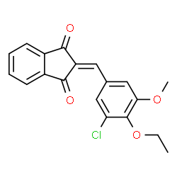 ChemSpider 2D Image | 2-(3-Chloro-4-ethoxy-5-methoxybenzylidene)-1H-indene-1,3(2H)-dione | C19H15ClO4
