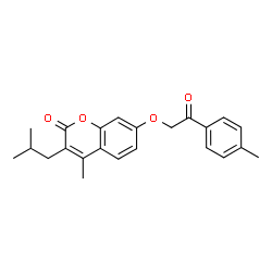 ChemSpider 2D Image | 3-Isobutyl-4-methyl-7-[2-(4-methylphenyl)-2-oxoethoxy]-2H-chromen-2-one | C23H24O4