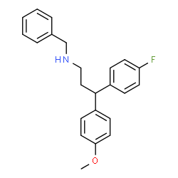 ChemSpider 2D Image | N-Benzyl-3-(4-fluorophenyl)-3-(4-methoxyphenyl)-1-propanamine | C23H24FNO