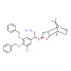 ChemSpider 2D Image | (2R)-2-[3,4-Bis(benzyloxy)-5-chlorophenyl]-2-{[(1R,2R,4S,6R,7R)-1,10,10-trimethyl-3-oxatricyclo[5.2.1.0~2,6~]dec-4-yl]oxy}ethanamine | C34H40ClNO4